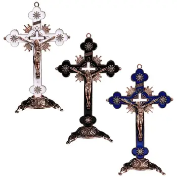 Фигурки с распятием, Статуэтки Иисуса на кресте, сплав для украшения подарка