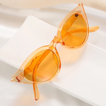Винтажная Маленькая Оправа, сексуальные Оранжевые солнцезащитные очки 