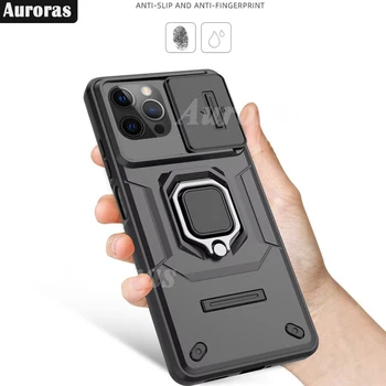 Чехол Auroras для iPhone 15 Plus с кольцевым держателем и окошком для раздвижных линз Прочный силиконовый корпус для iPhone 15 Pro Max Ultra Чехол для телефона