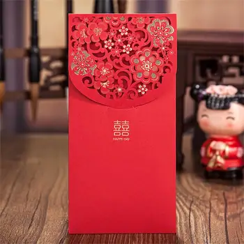 Свадьба в красном конверте с золотым тиснением, день рождения в Хунбао, Новогодние принадлежности, украшения
