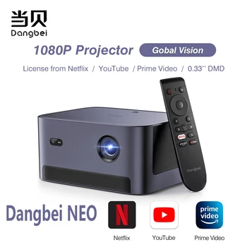 Глобальная версия проектора Dangbei NEO 1080P, официально лицензированный Netflix, портативный видеопроектор Bluetooth для домашнего кинотеатра