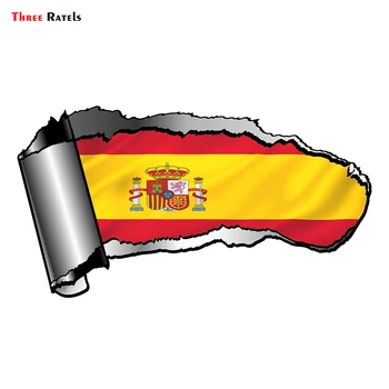 Три Ratels FTC-803 # 20x10,8 см Разорванная Рана, Порванный Металлический Дизайн С Испанским Флагом Страны Испания, Виниловая Наклейка На Стену