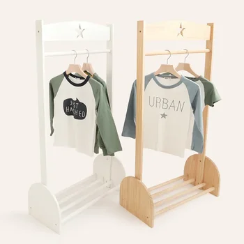 Креативный дизайн в скандинавском стиле, детская мебель из массива дерева, Вешалка для одежды, Стеллаж для хранения одежды в спальне, детский шкаф, полка для обуви
