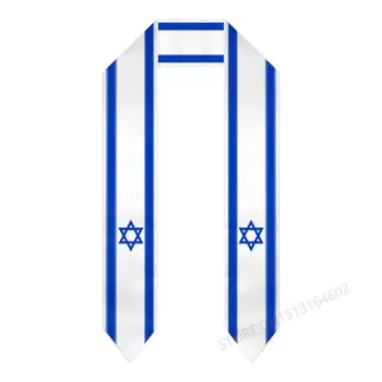 Пользовательское название или логотип Шарф с Израильским флагом, выпускной палантин, шаль для международного обучения за границей образца 2023 года