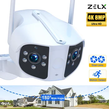 4K 8-мегапиксельная WIFI IP-камера с двойным объективом, широкоугольная панорамная камера на 180 °, 6-Мегапиксельная HD, автоматическое отслеживание безопасности, мини-видеонаблюдение, видеонаблюдение