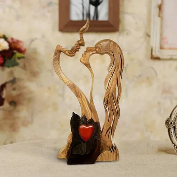 Влюбленная пара, целующаяся, Вечная любовь, деревянные украшения, День Святого Валентина, поцелуи, деревянная статуэтка, креативный домашний декор ручной работы