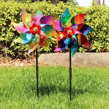 Фруктовый сад Светоотражающие ветряные мельницы Детские игрушки для отпугивания птиц Ветряной спиннер Простая установка для наружного сада Газон Двор