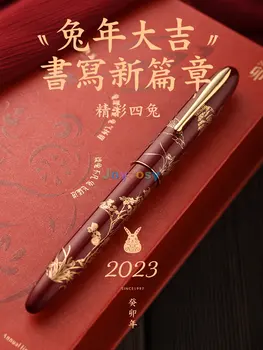 2023 Hongdian N23 Авторучка Rabbit Year Limited Мужчины Женщины Высококлассные Студенты Бизнес-Офисная Ручка Для Подписи Золотая Резьба Для Подарка