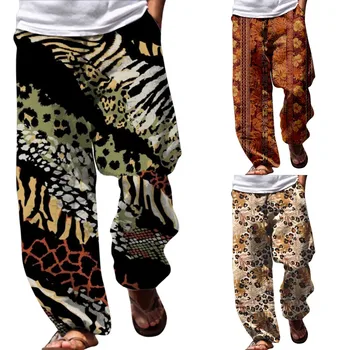 Мужские брюки Повседневные универсальные свободные брюки с принтом, модные пляжные брюки с карманами, теплый подарок для улицы мальчику 12 лет