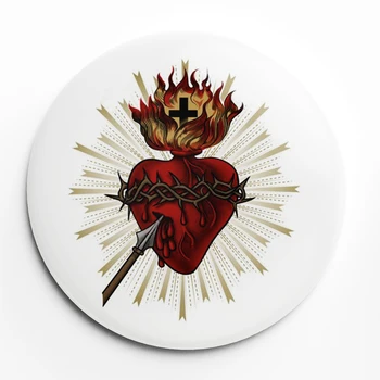 Священное Сердце Иисуса, католический значок, Мягкая кнопка, Булавка на лацкане, Брошь, Ювелирное украшение, подарок 58 мм