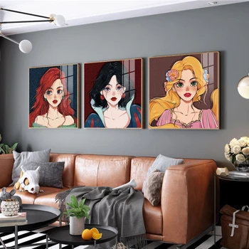 Плакат с персонажами принцессы Диснея и принты Белоснежка, картины на холсте, настенное искусство, украшение для дома в спальне для девочек