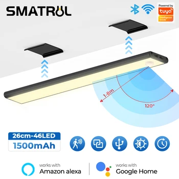 Tuya Wifi Smart Led Light Освещение Шкафа Инфракрасный Датчик Движения Pir Перезаряжаемый Светодиодный Ночник Приложение Voice Для Alexa Google