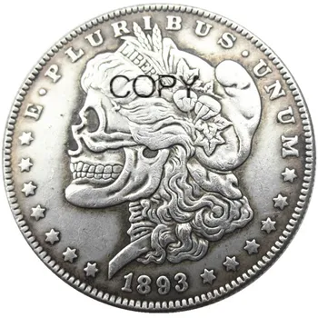 Американский Бродяга 1893-P-CC-S-O Морган Доллар череп зомби скелет Посеребренные Копии Монет