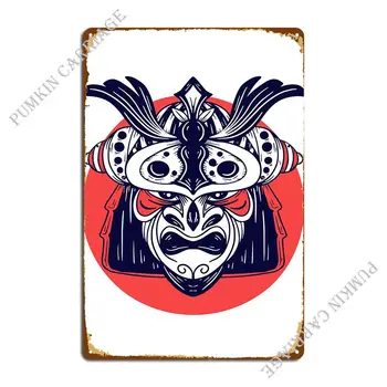 Японская маска самурая Металлическая табличка PaintingDecoration Настенная роспись кухни жестяной знак Плакат