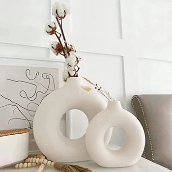 2ШТ кремово-белых керамических ваз Керамическая бутылка для декора комнаты для квартиры, вазы для декора скатерти