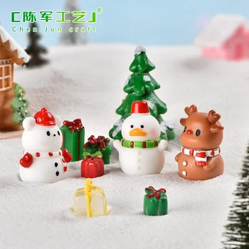 Миниатюрный рождественский Санта-Клаус, снеговик, елки из смолы, подарочные пакеты с изображением лося, Носки, украшения для микроландшафта, орнамент своими руками