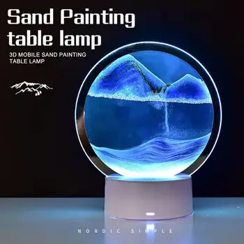 Светодиодная лампа для песочного пейзажа, Светящийся песок, 3D Движущаяся художественная рамка, ночник, Песочные часы, настольная лампа для 3D рисования песком с пультом дистанционного управления