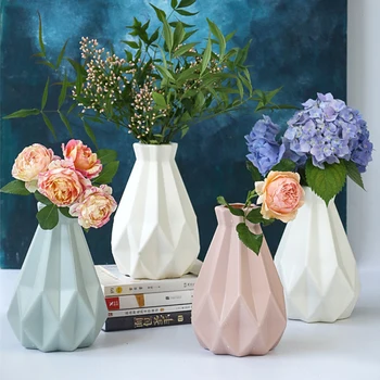 Простая геометрическая ваза Современный пластиковый стиль Украшение Цветочного горшка Украшение дома Стола в гостиной