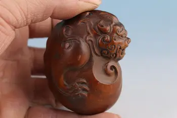 Благословляющая фигурка кирин из китайского самшита ручной работы, статуэтка нэцкэ