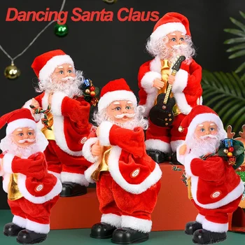 Рождественская Музыка, сотрясающая бедра, Электрические Игрушки Санта-Клауса, Рождественские Украшения, Танцующие Куклы Санта-Клауса, Новогодние Подарки Для Детей