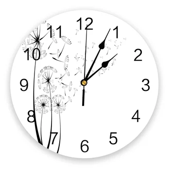 Настенные часы с цветком одуванчика, веточкой растения, современный дизайн, украшение гостиной, Кухонные часы, настенные часы с беззвучным звуком, декор домашнего интерьера