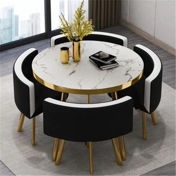 Простой прием переговоры имитация мраморного узора деревянный стол стул зона группового отдыха офисная встреча ресторанный стол стул