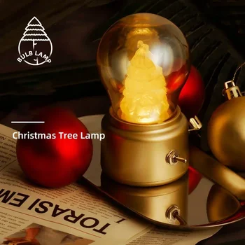 Рождественские Декоративные Фонари Лампа USB Night Light Ретро Атмосфера Стеклянная Лампа Настольный Светодиодный Теплый Белый Винтажный Декор Light