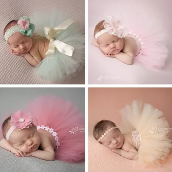 Roadfisher Реквизит для фотосъемки новорожденных для маленьких девочек, детская юбка-пачка, платье, цветочная повязка на голову для фотосессии в студии