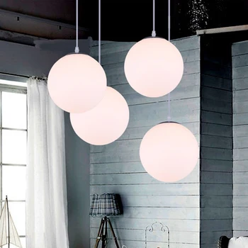 Современные подвесные светильники из белого стекла диаметром 15-35 см, Молочно-белый стеклянный шар с абажуром, подвесные Светильники для освещения бара ресторана