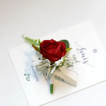 Свадебный корсаж с имитацией розы для жениха