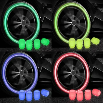 Флуоресцентная Крышка Клапана шины: Светящиеся Заглушки колес Шины для автомобилей и велосипедов – 1/4 шт.