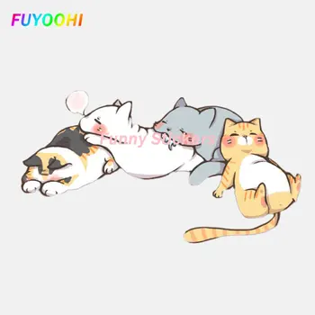 Наклейки FUYOOHI Play для четырех Сонных кошек Виниловые наклейки на бампер автомобиля мотоцикла, наклейки на заднее стекло, Водонепроницаемые Декоративные