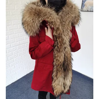 2023 Новые Модные Зимние Теплые Женские Парки, Пальто, Женская Одежда С Большим Воротником Из Натурального Натурального меха, длинная куртка, теплая