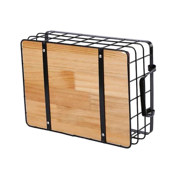 Металлическая решетчатая корзина, Металлический органайзер для хранения в кухонной кладовой, Столешницы из проволочной сетки, корзина с деревянным основанием для шкафов, буфеты