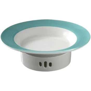 Зеленая круглая суповая тарелка Гостиничный клуб Поднос для свечей Посуда для подогрева спирта Набор посуды для художественной концепции Тарелка для пасты прато
