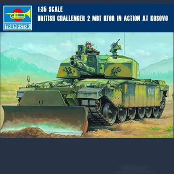 Трубач 00345 Британский ОБТ Challenger 2 KFOR в масштабе 1/35 в действии в Косово, сборка танков, наборы для сборки моделей для взрослых, сделай САМ