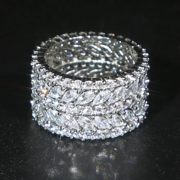 5-рядное кольцо-пасьянс с фианитами для мужчин/женщин Золотого/серебряного цвета с обледеневшим шармом, круглое кольцо, Классическое кольцо в стиле хип-хоп, ювелирные изделия