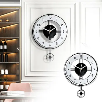 12-дюймовые круглые кварцевые настенные часы с черной отделкой, 3D Полая металлическая указка, винтажный стиль, круглые роскошные кварцевые часы для жизни