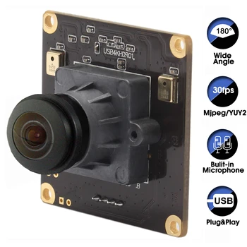 ELP Ultra HD 3840X2160 30 кадров в секунду 4K CMOS IMX317 Аудио Широкоугольный Модуль USB-камеры с 180-градусным Объективом 