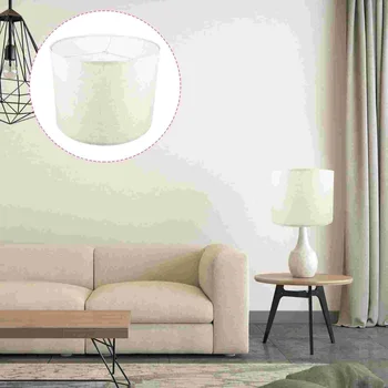 Домашний льняной абажур, декоративная однотонная крышка настольной лампы, круглая гладкая крышка потолочного светильника