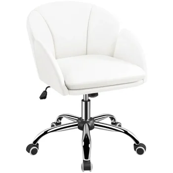 Современный рабочий стул на колесиках SmileMart с подлокотниками для домашнего офиса, белый