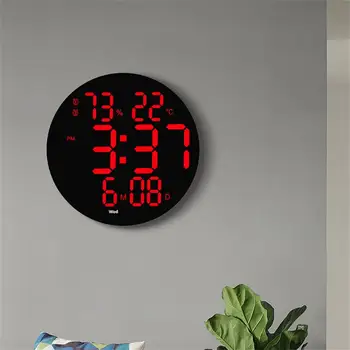 дюймовые цифровые светодиодные настенные часы-календарь с двумя будильниками и температурным термометром для украшения дома и гостиной