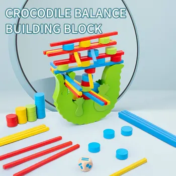 Детская Деревянная Игра-Балансировка Животных Крокодил Строительные Блоки Родитель-Ребенок Настольная Интерактивная Игрушка