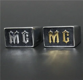 Пара золотых модных колец MC из нержавеющей стали 316L, Высококачественное Модное Байкерское кольцо нового дизайна