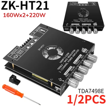Модуль платы цифрового усилителя мощности ZK-HT21, совместимый с Bluetooth, 5.0 160WX2 + 220W Плата Усилителя стереофонического сабвуфера TDA7498E TDA7498E