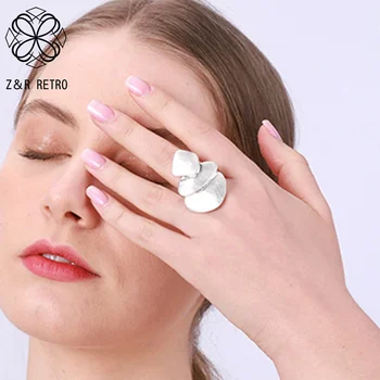 Массивные кольца серебристого цвета для женщин, Регулируемое эластичное веревочное соединение, Нерегулярные геометрические Матовые Модные ювелирные изделия Оптом