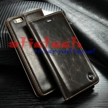 по DHL или EMS 100шт Новое поступление 2015 года, роскошный кожаный чехол-бумажник для iPhone 6 с уникальной функцией магнита