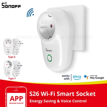 Itead SONOFF S26 EU Wifi Smart Socket Plug EU-E/EU-F Электрическая Розетка С Таймером Розетки Через приложение e-Welink Remote Control