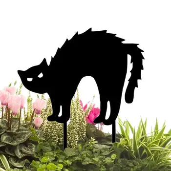Карточка для украшения сада Таинственной черной кошки, Акриловые водонепроницаемые наружные украшения для животных, украшение домашнего сада