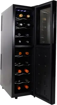 Бутылка тонкий двойной зоны, охладитель вина, Черный термоэлектрический винный холодильник, 1.9 КР. Фут (53 л) Отдельно Стоящий Винный погреб, Красный, белый, Spar